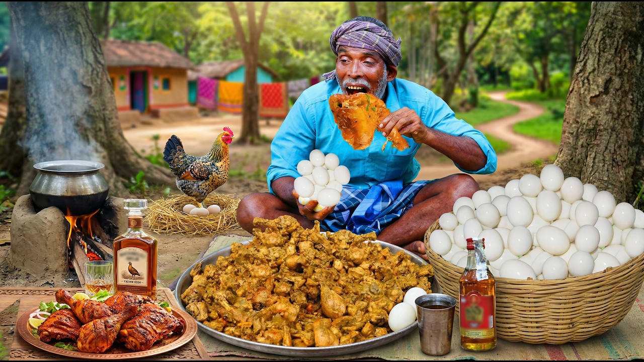 Ultimate Village Feasting: CHICKEN GRAVY & BOIL EGG Cooking 🔥 | Thug Life Eating Adventure!