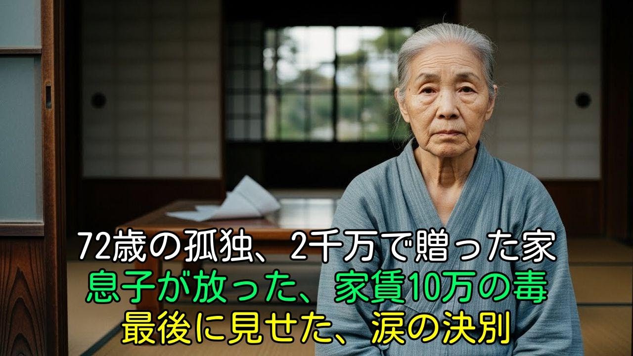 【実話】「家賃10万払え」私が贈った家で息子に裏切られた72歳母。涙の決別と、独りで生きる最後の覚悟。