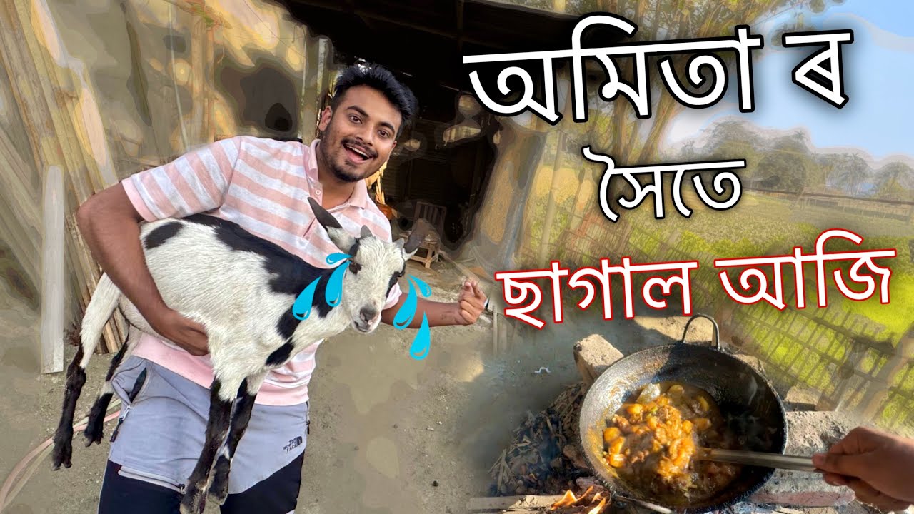 অমিতাৰ সৈতে ছাগাল আজি 😇 ॥ Desi home made style mutton with papaya ॥ Assamese vlog ॥ Zubeen vlogs