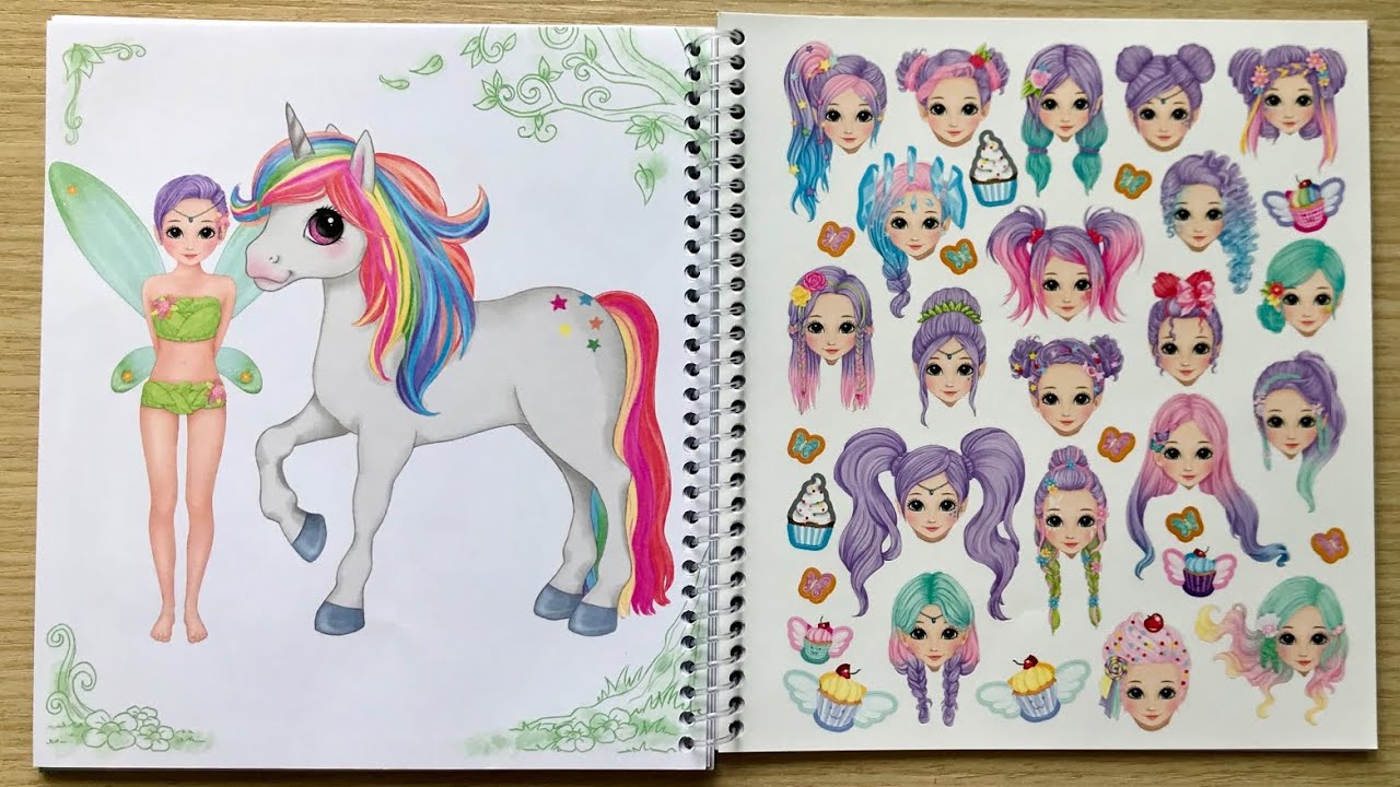Dán hình thay đồ ngựa Unicorn & công chúa tiên xinh - Sticker TOP MODEL dress me up (Chim Xinh)
