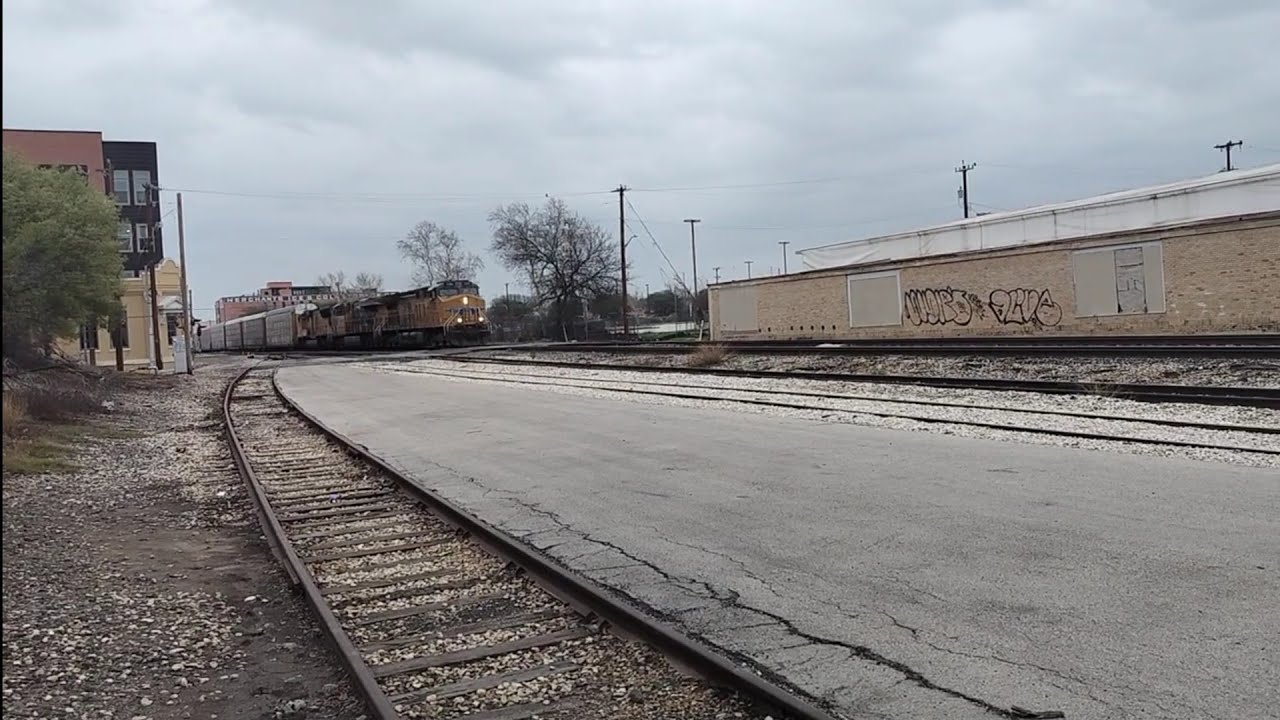 UP 7185 7994 5007 Autorack Train At Sunset Train Station E Commerce Street San Antonio TX#railfan
