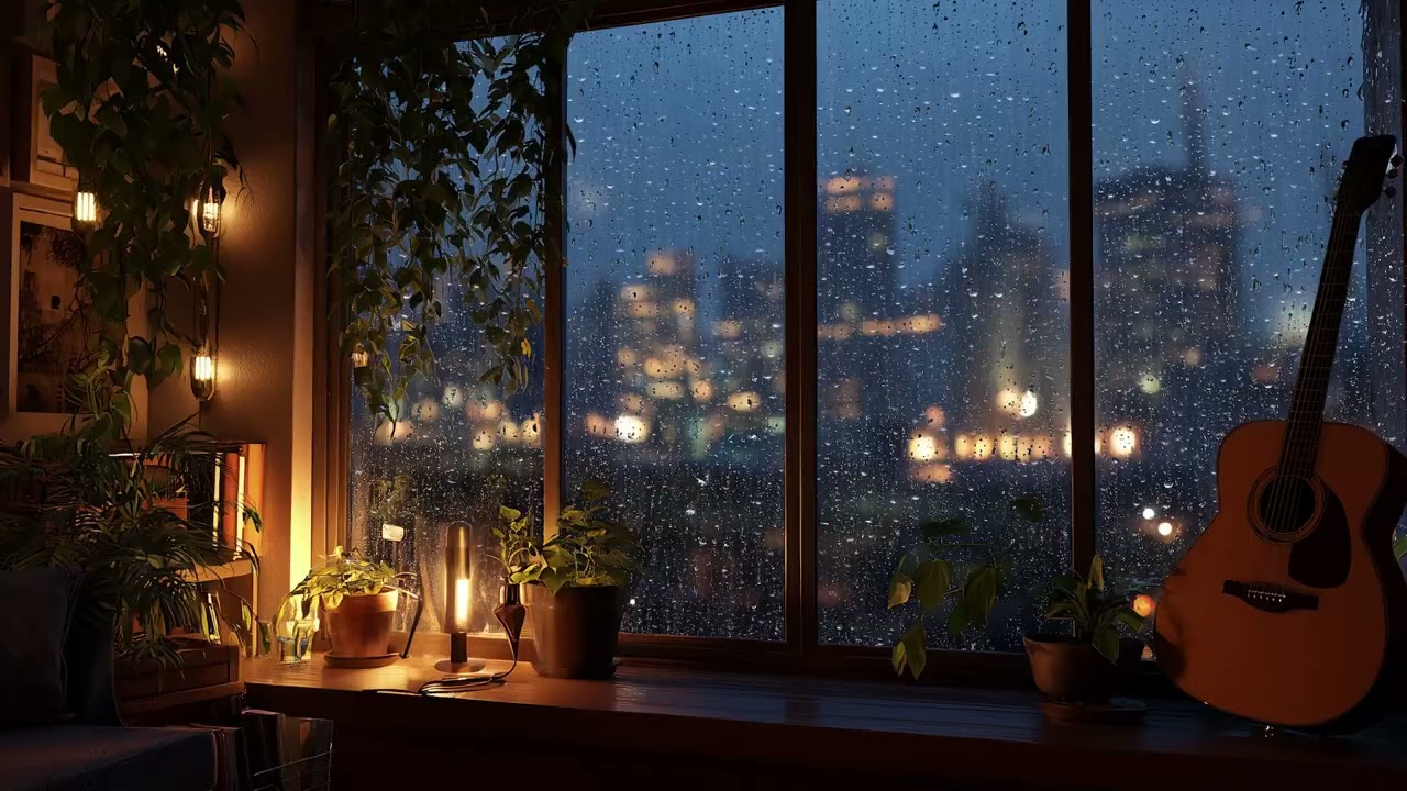 3 Hours Soft Rain Night 🌧️ Calm Music for Deep Sleep