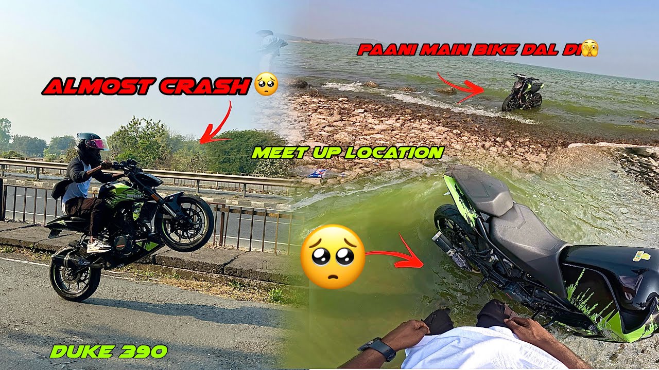 Almost Wheelie Crash🥺 Bike paani main Dal di 🤯// Meet Up Location 🙂