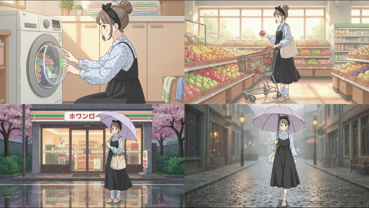 Gentle Rainy Day Routine | Soft Pastel Cooking, Laundry & ASMR | Ghibli Aesthetic