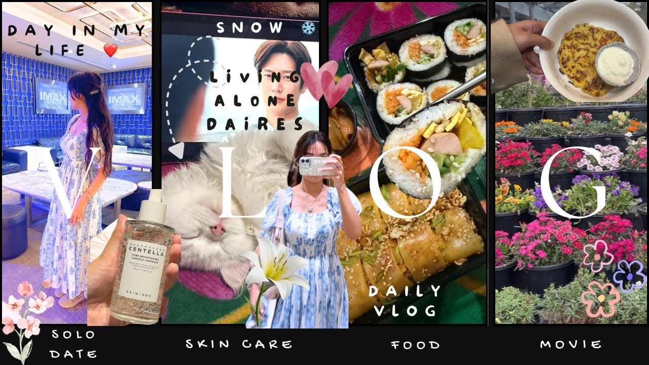 Living Alone🍪| A day in my life with cats 🐈‍⬛, home cooking🥘, solo date🍿& night skincare 🧴