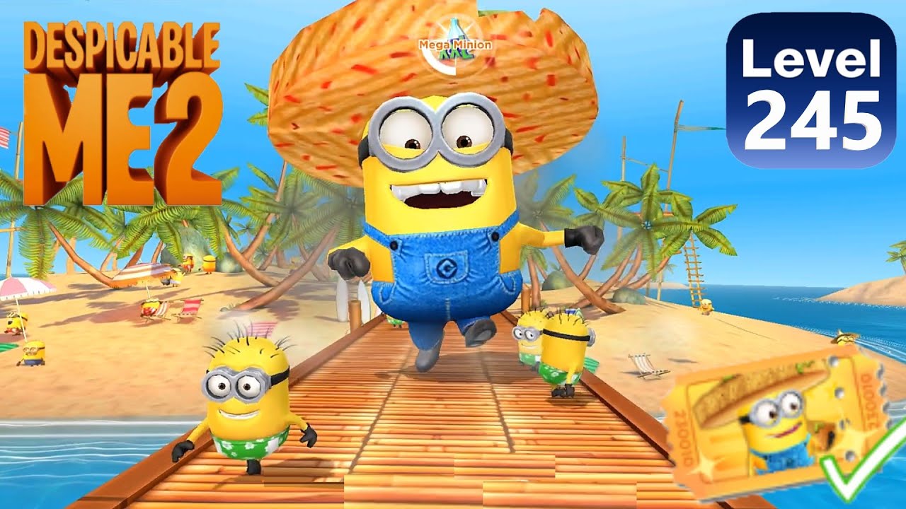 Minion Rush Tortilla Mega Minion run Minion Beach level 245 Xbox PC gameplay Despicable me 2 minions