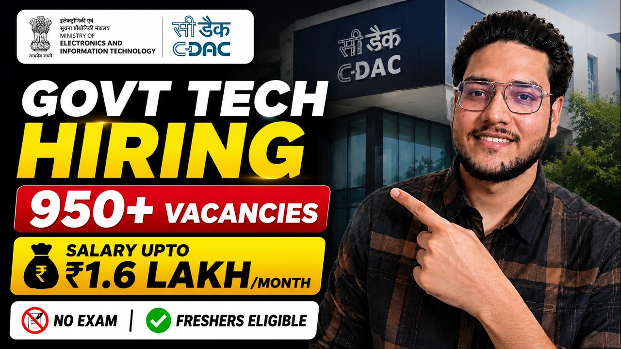 Govt Tech Hiring 🔥 | Freshers Eligible | Up to ₹1.6 Lakh/Month | C-DAC Recruitment 2026
