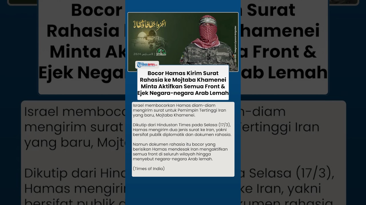 Hamas Kirim Surat ke Mojtaba Khamenei, Desak Iran Aktifkan Semua Front & Ledek Negara Arab Lemah