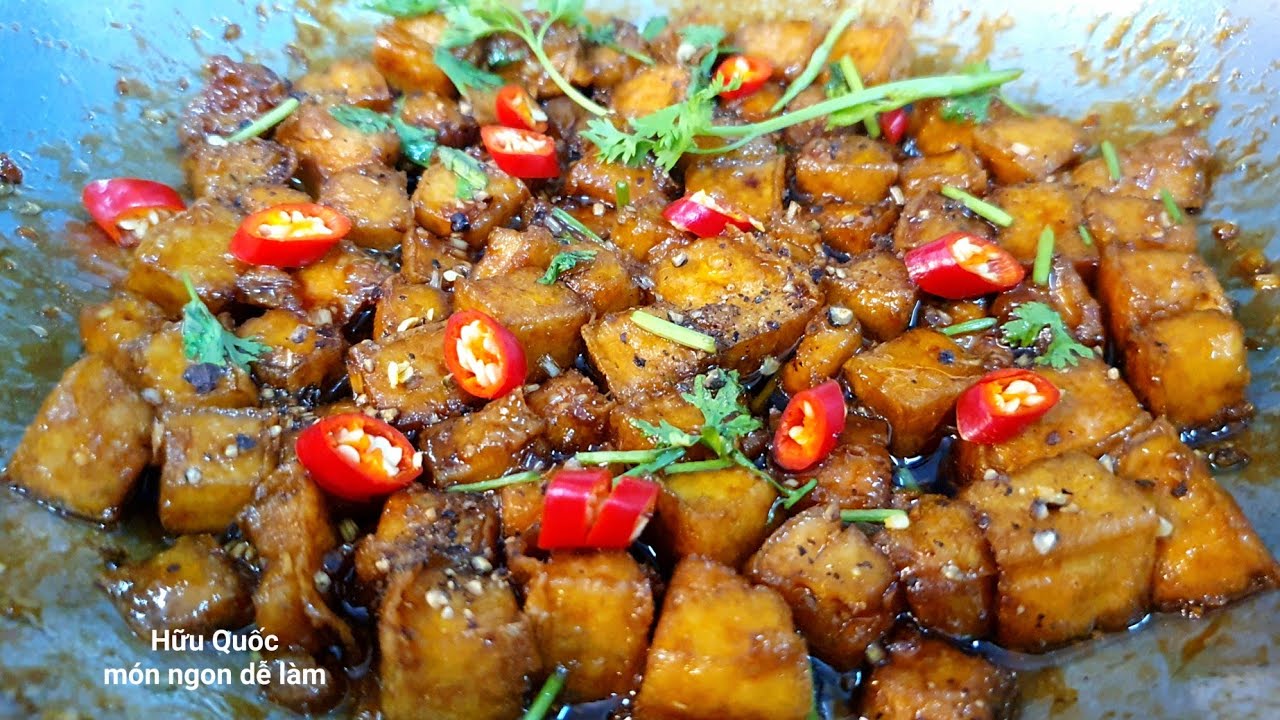 cách làm ĐẬU HŨ KHO NƯỚC TƯƠNG món ăn chay ngon tuyệt || Hữu Quốc món ngon dễ làm