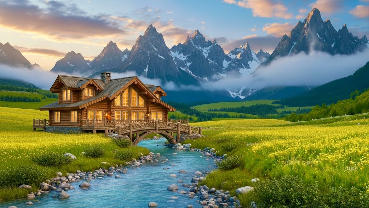 Swiss Village Drive | Relaxing Piano & Pure Alpine Views ,4K