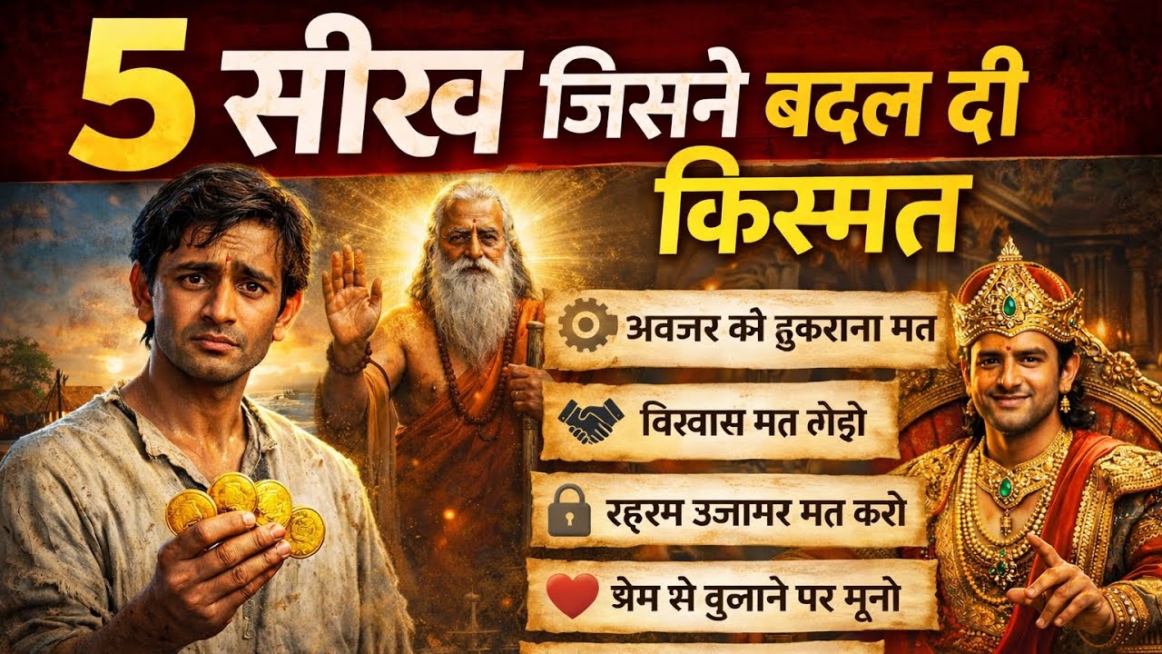 पाँच सीख और भाग्य का चक्र | गरीब व्यापारी कैसे बना राजा | प्रेरणादायक कहानी। hindi kahni