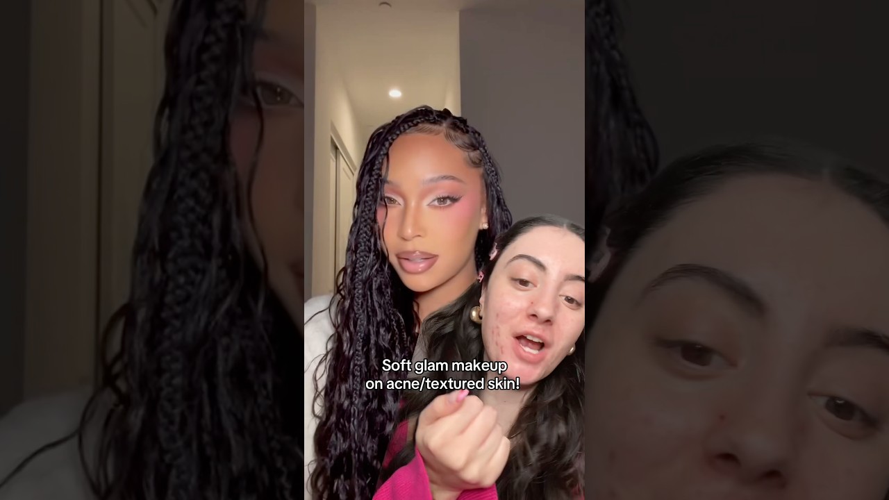 Soft glam makeup tutorial on acne/textured skin  🥰💗 #realskintexture #makeuptutorial #softglam