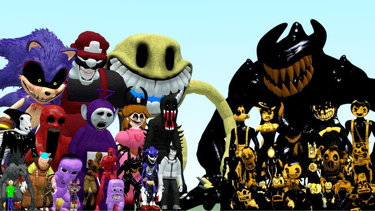 ALL CURSED MX PILLAR CHASE 2 CHARACTERS VS BENDY AND THE DARK REVIVAL FAMILY (Garry's Mod)