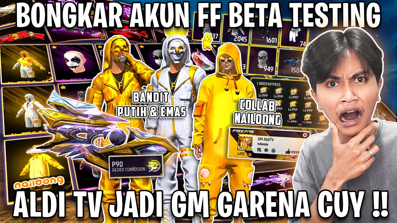 BONGKAR AKUN FF BETA TESTING GAK MASUK AKAL !! ALDI TV SAMPE MELONGO LIATNYA 😧 !!