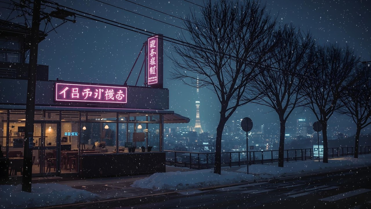 Tokyo Winter Night Café 🌨️ Late Night Coffee & Snow Sounds