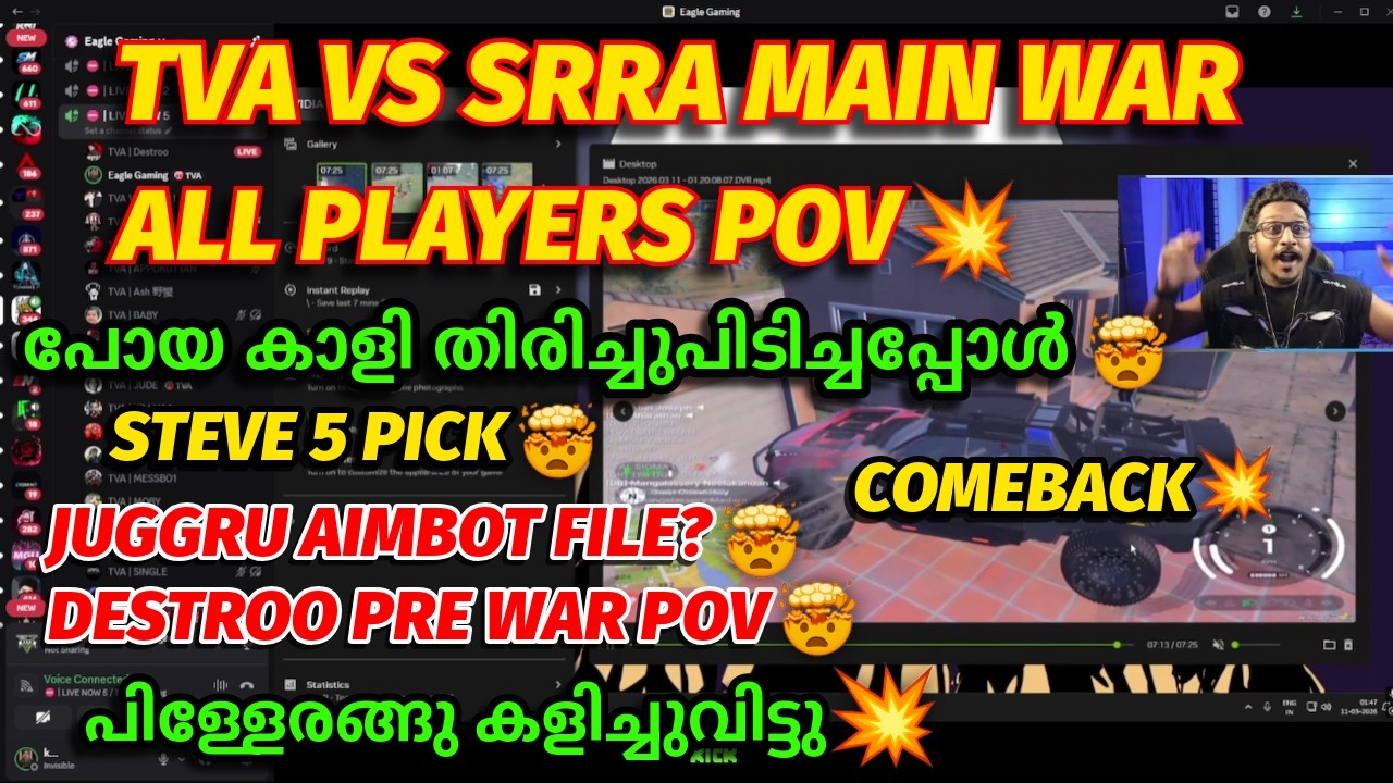 TVA VS SRRA MAIN WAR😱🔥| POV കണ്ടു ഞെട്ടിയിരിക്കുവാ😱🔥| WHAT A COMEBACK🔥🔥|STEVE & JUGGRU🔥🔥