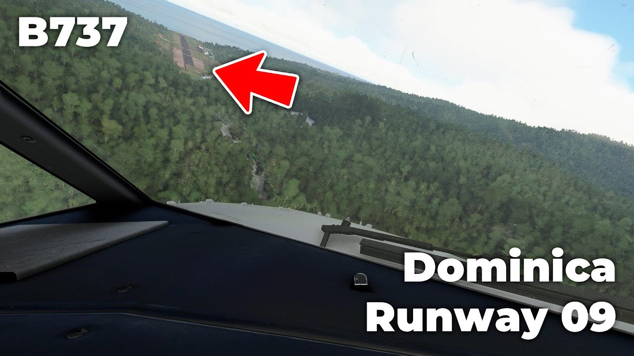 ⚠️TERRAIN! - Boeing 737 landing in Dominica Runway 09 (TDPD) - FS2020