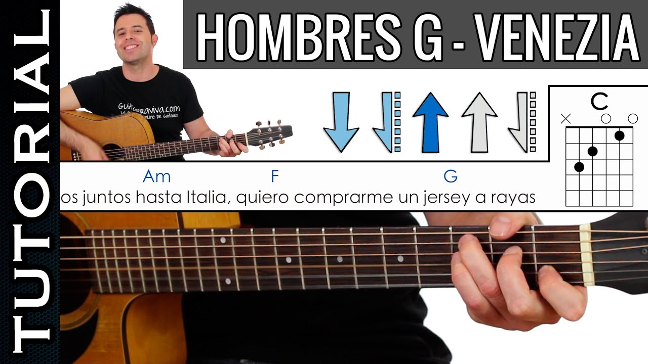Como tocar VENEZIA de Hombres G en guitarra acústica ! Vamos Juntos hasta italia