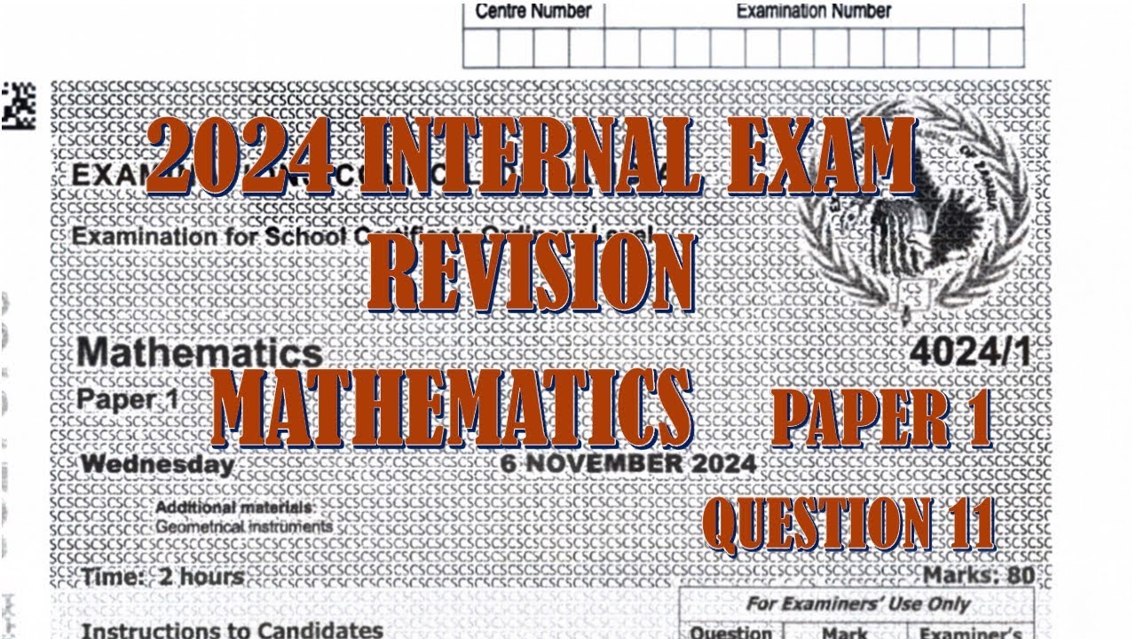 2024 Internal Mathematics Paper 1 Question 11