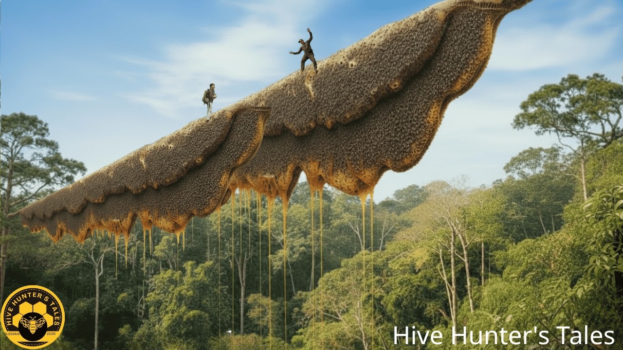 Climbing a Tree to Harvest Wild Honey as Big as a Cow  A One of a Kind Beehive