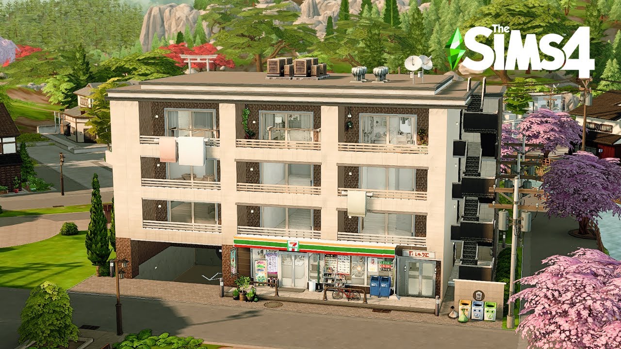 Apartment & 7-11 Store🌸 | Stop Motion Build | The Sims 4 | No CC 💚