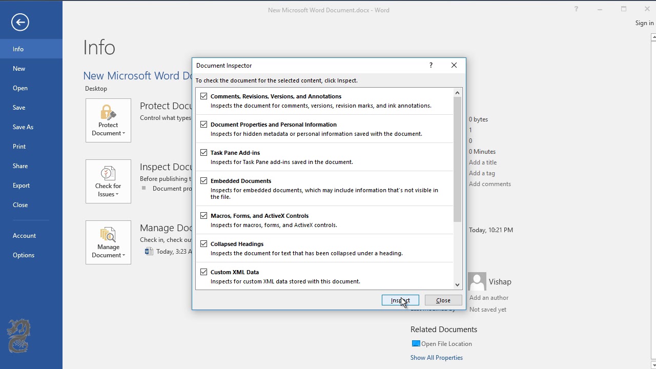 How to Remove author from file properties in Word