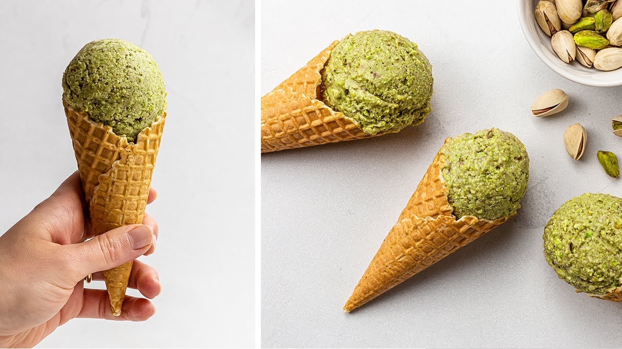 Quick Vegan Pistachio Ice Cream (Nice Cream) |  Sugar Free | No-Churn
