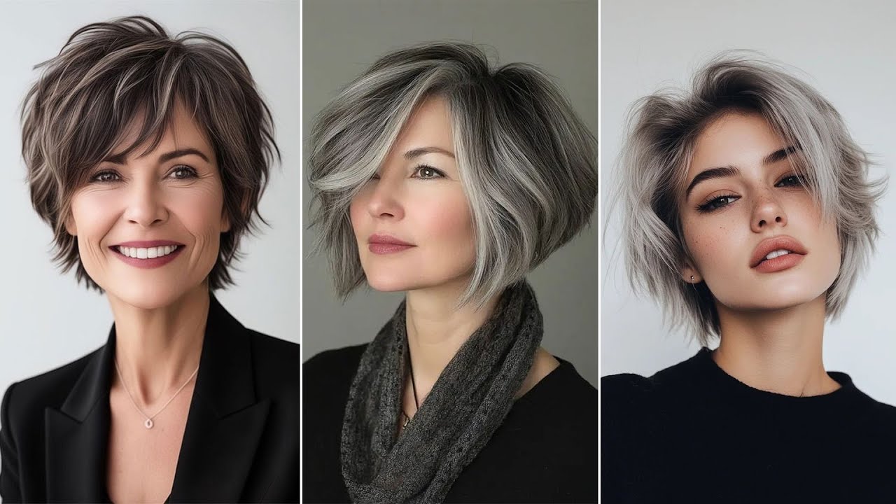 Pixie & Bob Cuts For Gray Hair 2026 Trends ✂️ Bobs For Thin Hair Over 40 Short Cuts Edgy Cut!
