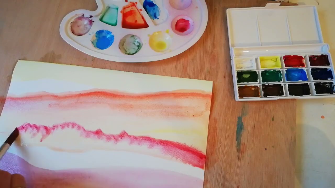 experimenteel landschap in aquarel