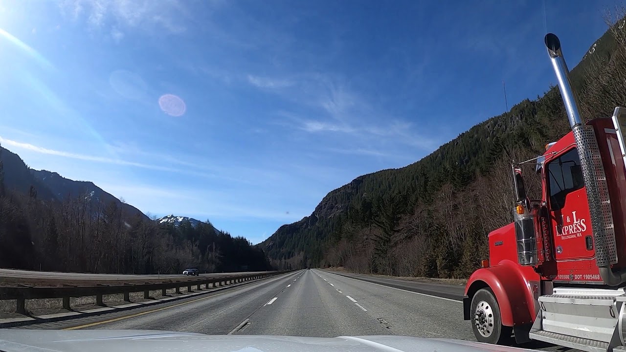 Driving from Snoqualmie Pass to North Bend, Washington