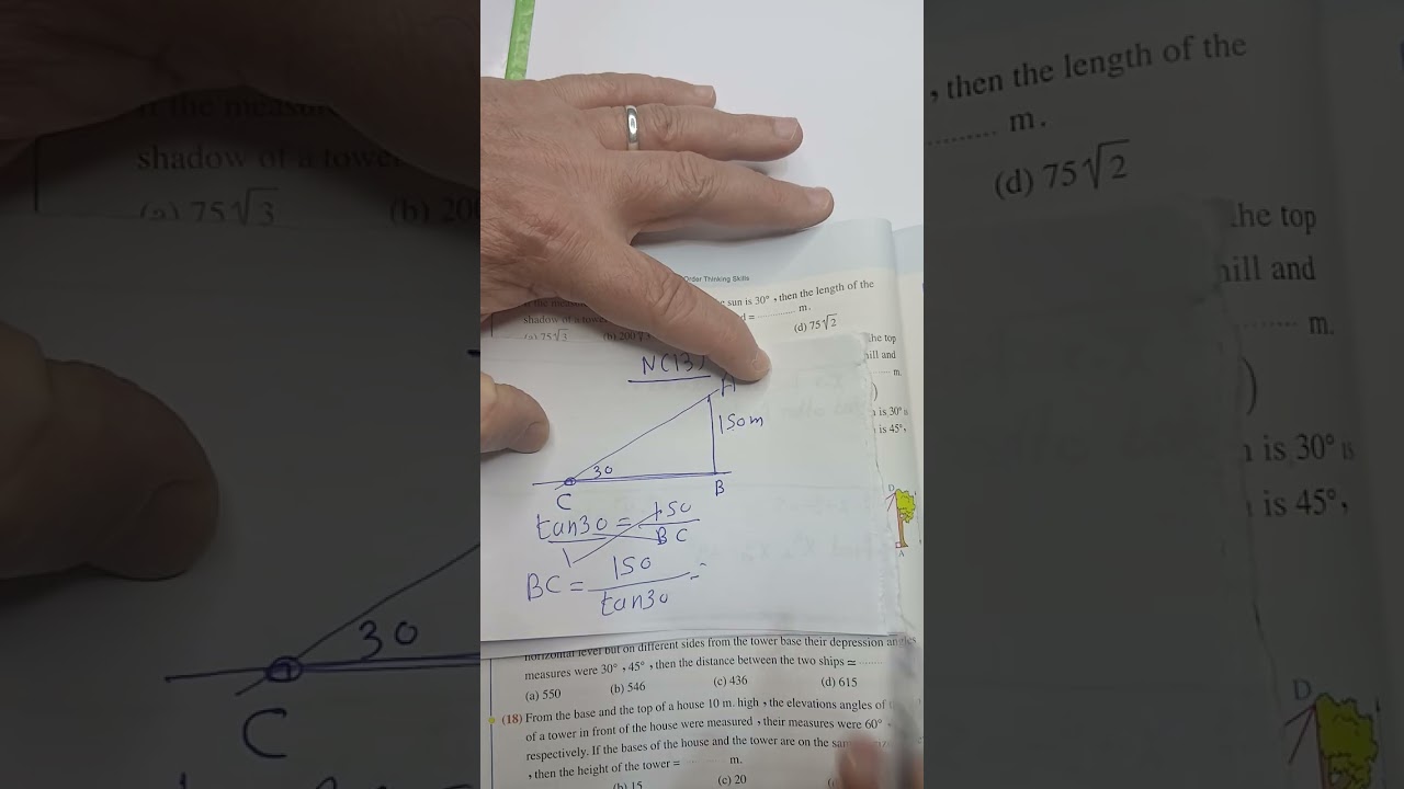Secandary  one exercise  on angle of elevation  and depression @asadsaleh480