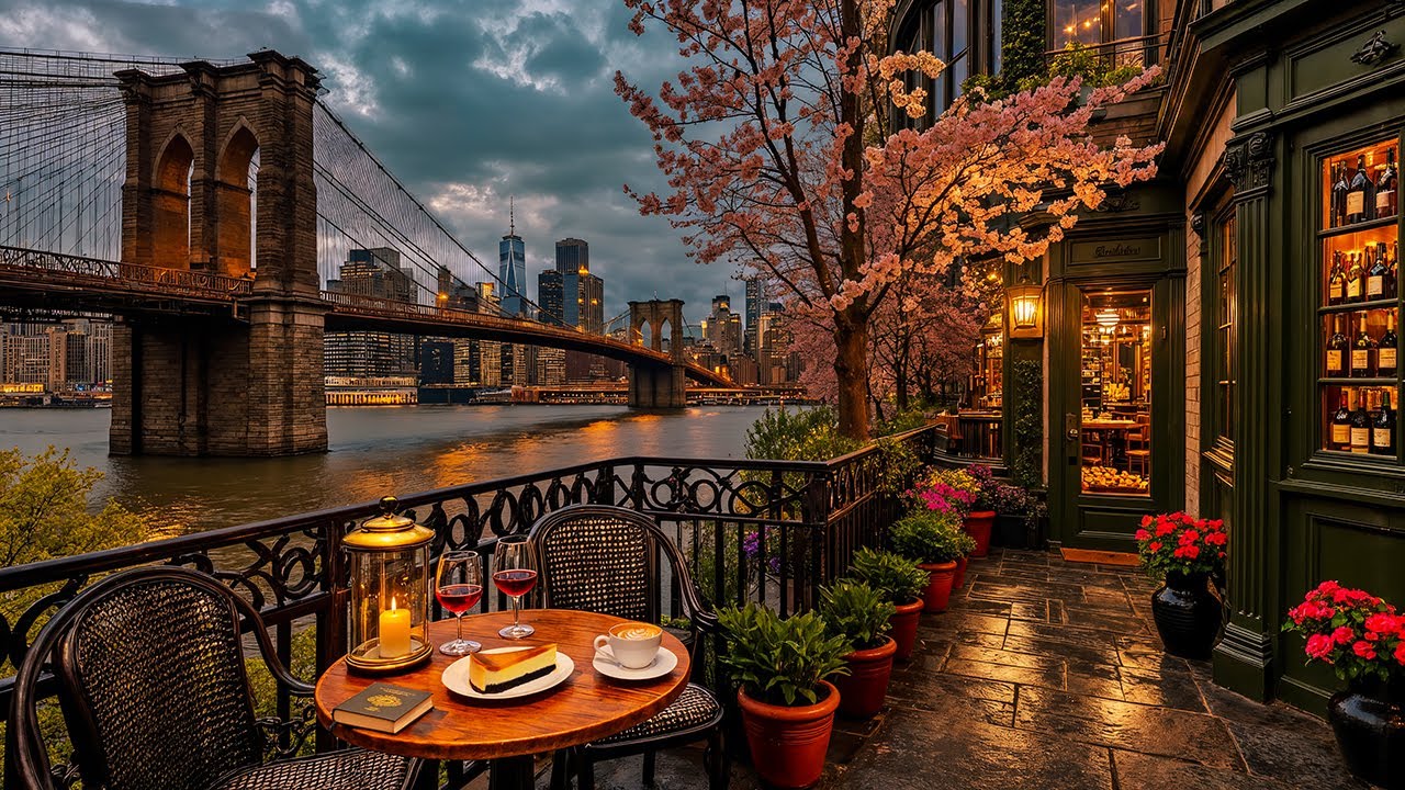 New York Spring Night Jazz ☕ Warm Balcony Caf&eacute; Ambience & Jazz Instrumental for Study, Work