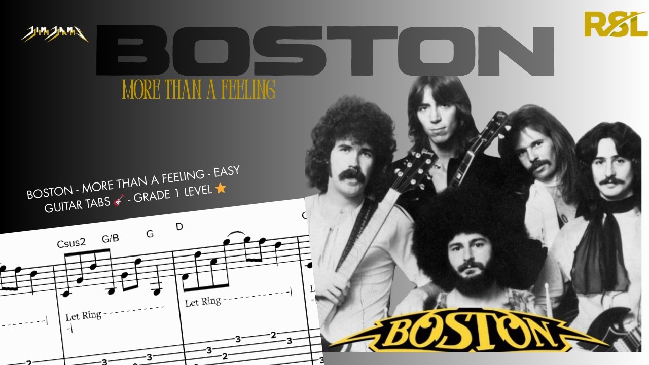 Boston - More Than A Feeling -  Easy Guitar Tabs 🎸  - Grade 1 Level ⭐️