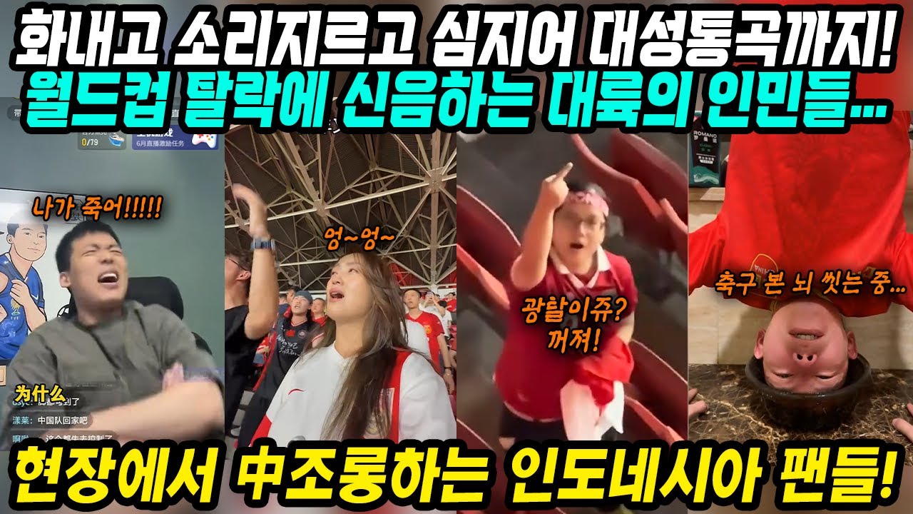 월드컵예선 중국반응│월드컵 탈락에 실망, 탄식, 대성통곡까지 대륙 인민들 반응│인도네시아 관중들의 조롱! 되돌려받은 중국팬들│축협회장 큰소리 쳤는데... 중국의 눈물│중국어로[路]
