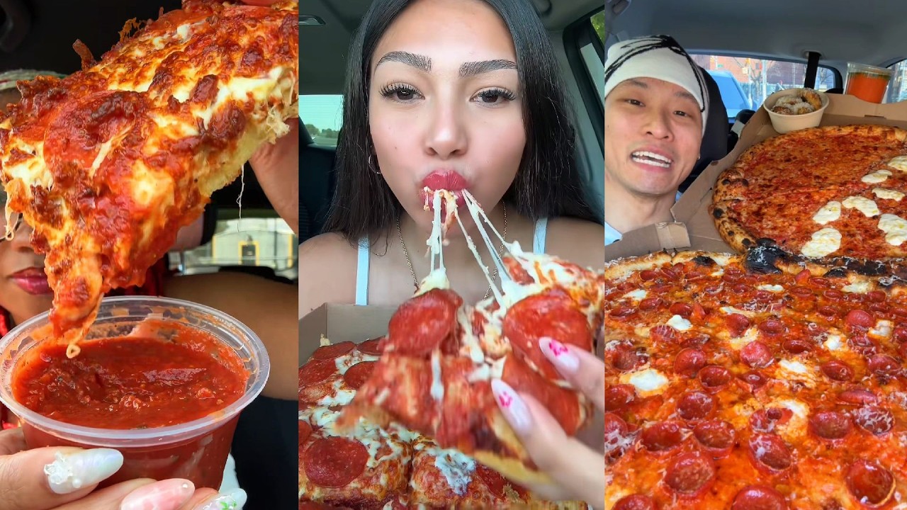 TIKTOK Mukbang Compilation | Pizza Hut, Little Caesar's, Chipotle, Wingstop, McDonald's & More!
