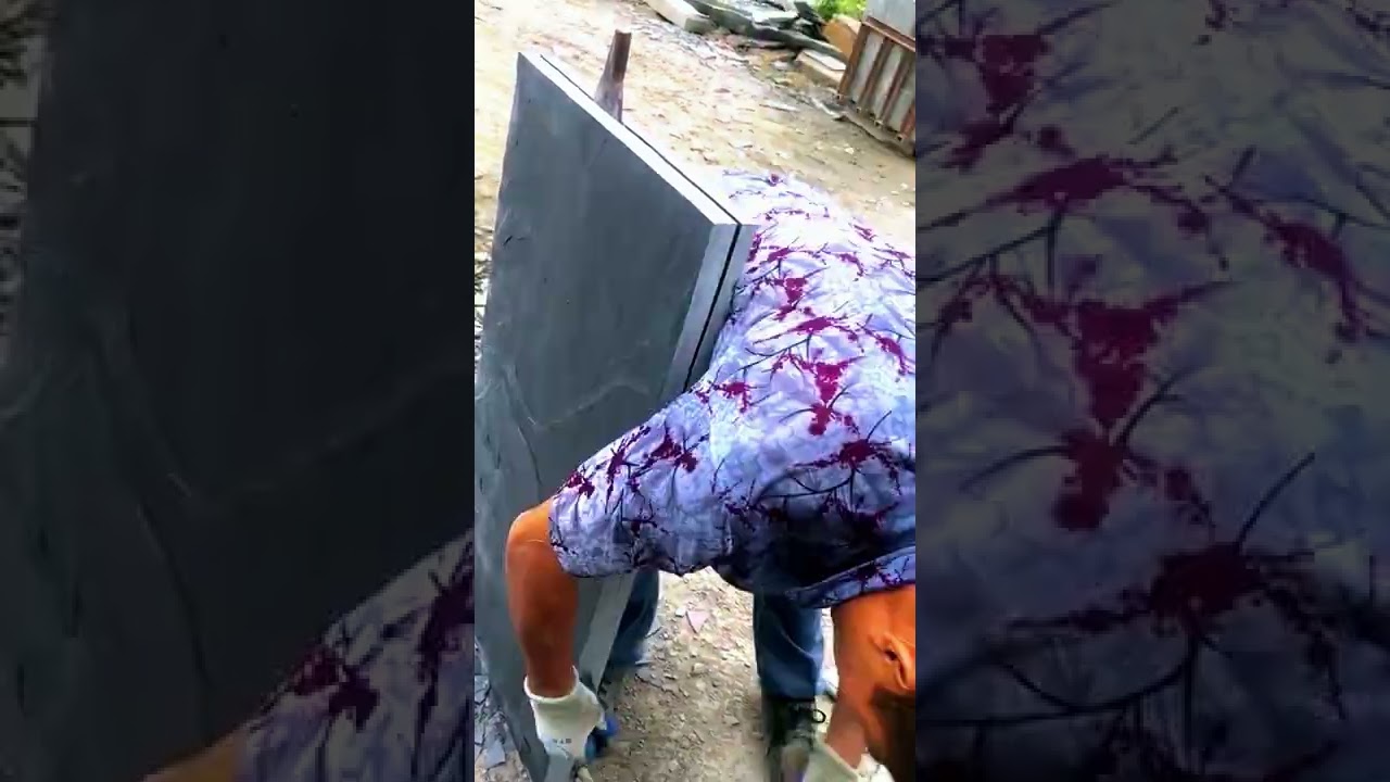Rock slab one in two method- Good tools and machinery make work easy