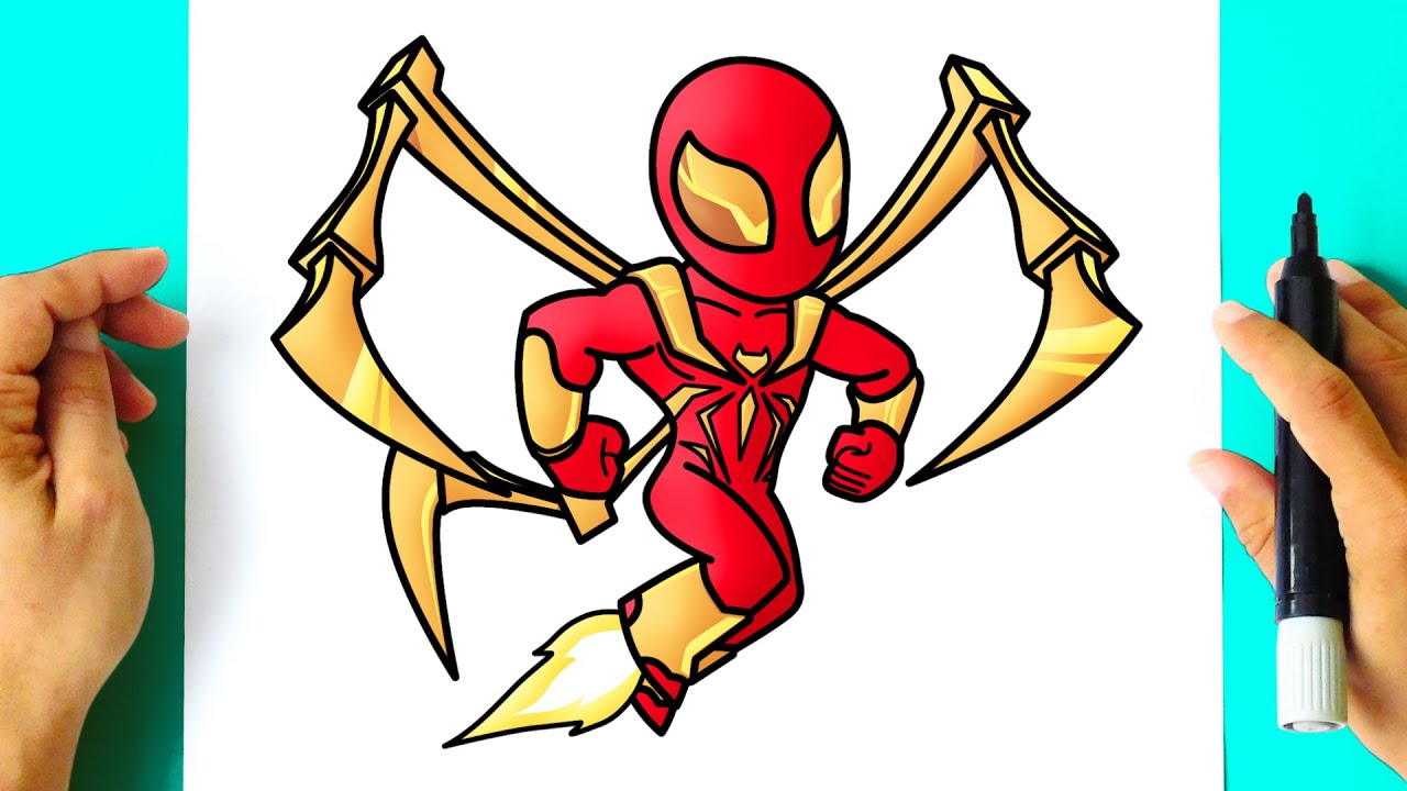 Como DESENHAR o ARANHA DE FERRO / HOMEM ARANHA - Como DIBUJAR a IRON SPIDER / SPIDERMAN - Fácil