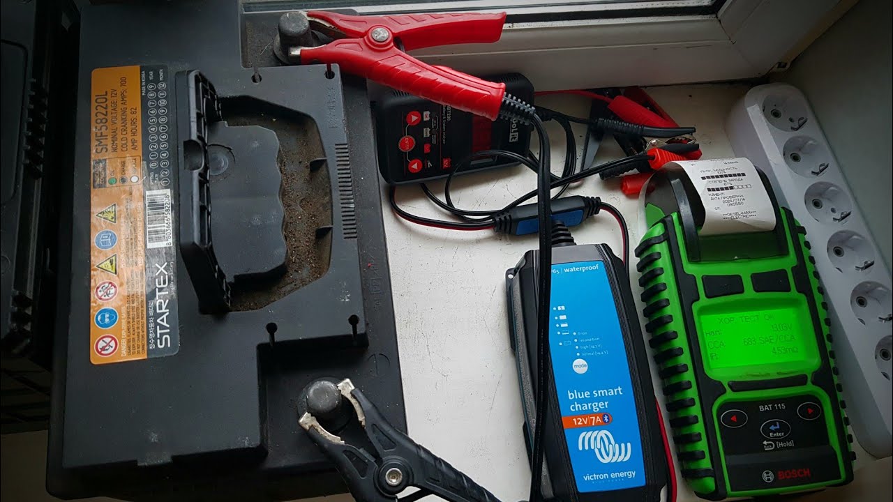 #Victron Energy 12/ 7 A. Заряд аккумулятора STARTEX 80 Ач( 700  SAE/CCA )