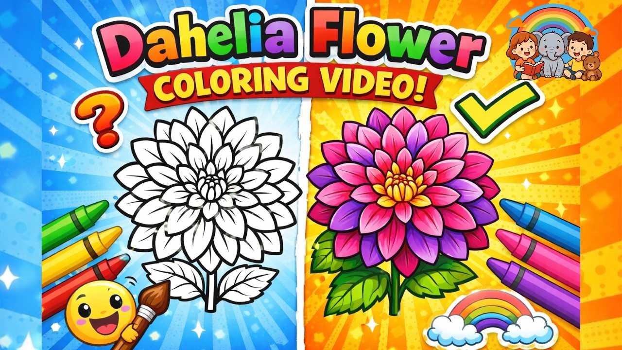 Dahlia Flower Coloring for Kids 🌸 Easy & Fun Flower Art Tutorial!