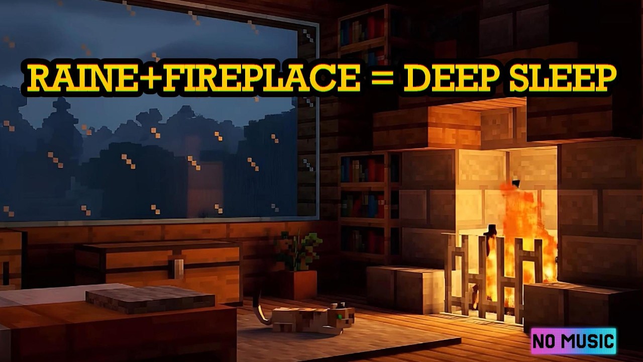 🔴 LIVE: Minecraft Relaxing Stream: RAIN & FIREPLACE AMBIENCE 24/7 (No Music)