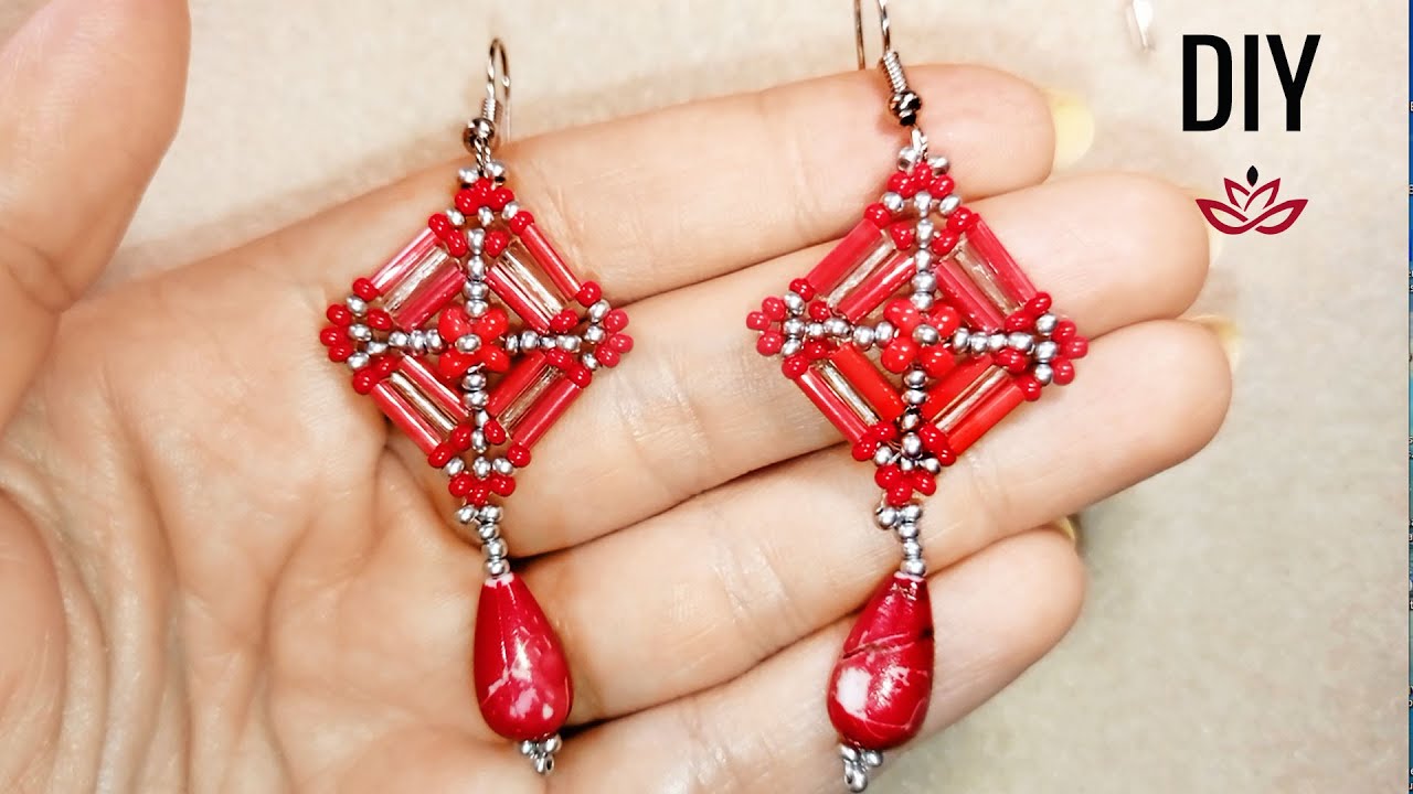 Elegant Bugle Beads Earrings - Tutorial. How to make bugle beads earrings?