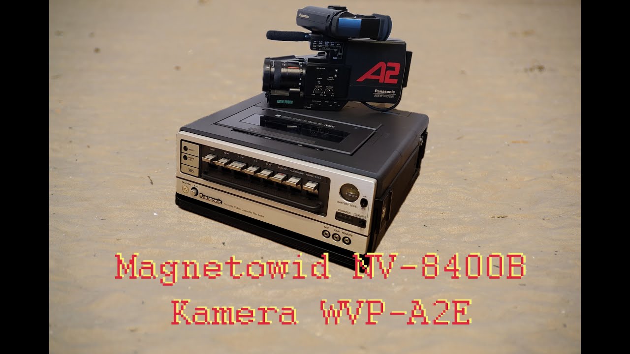 Kamera VHS Panasonic WVP-A2E oraz przenośny magnetowid NV-8400 B (VHS RETRO 44)