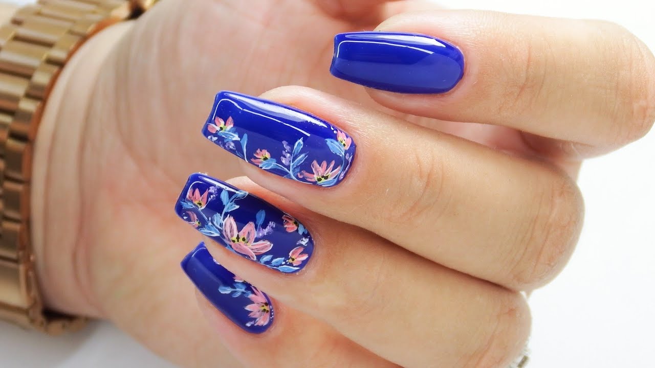 Easy flowers pattern design nails art tutorial / Eveline Cosmetics