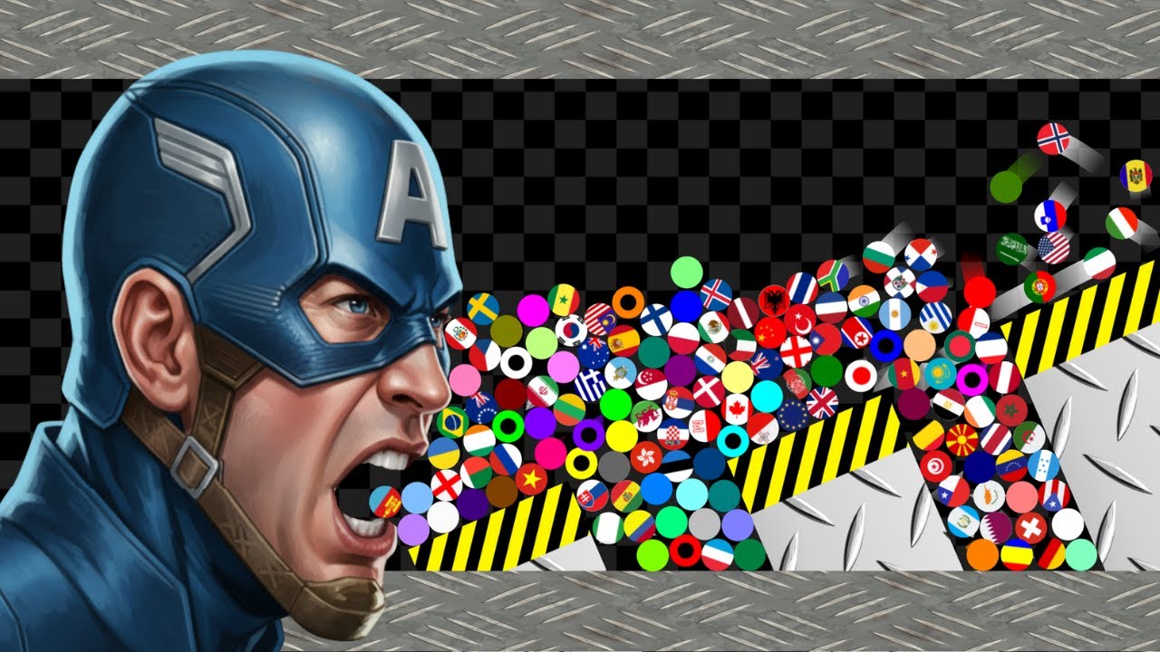 Escape From Captain America - Survival Marble Race