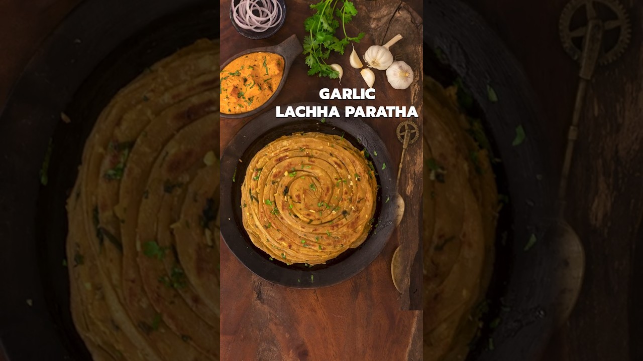 Lachha Paratha | Garlic Lachha Paratha | Flaky Layered Paratha