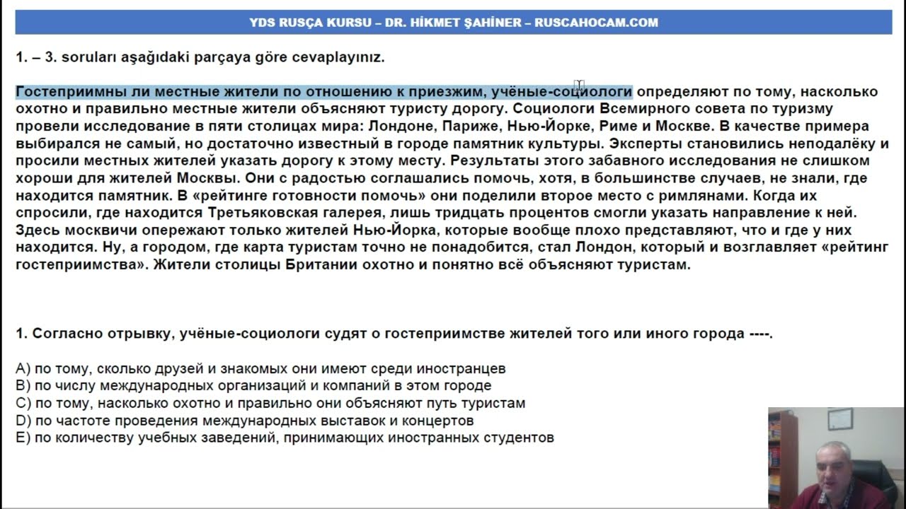 yds rusça teknikleri video ders anlatımı bölüm 10