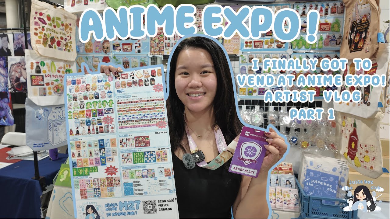 ANIME EXPO ARTIST VLOG PART 1: get ready with me, open up some gachas and check out my products!