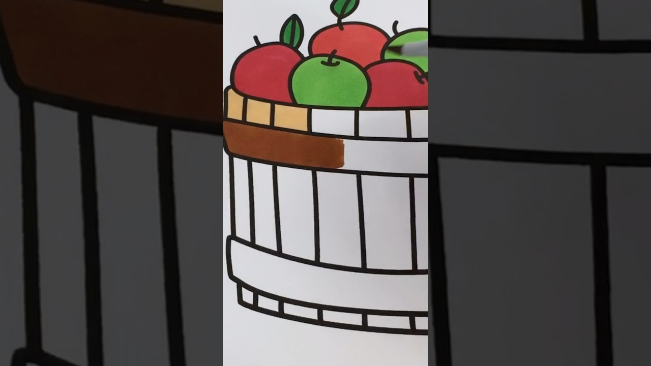 Coloring a Basket of Apples #coloring #apple #autumn #applepicking #cozy