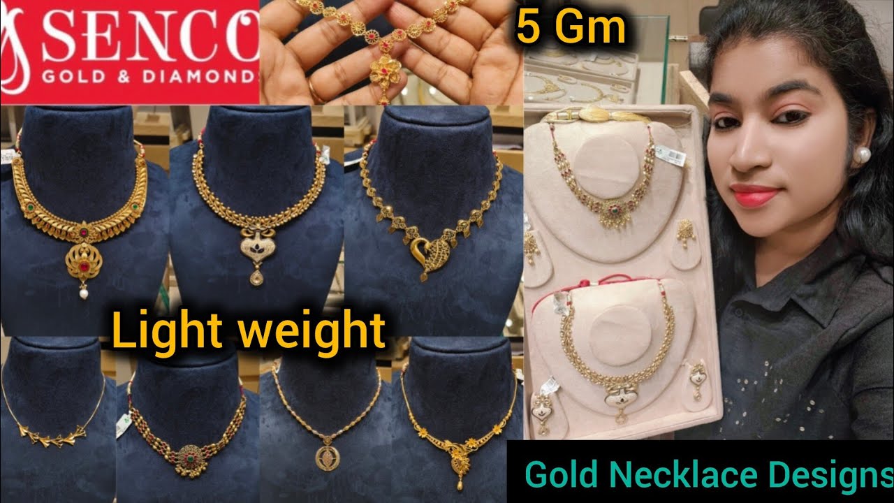 Senco Gold Necklace Designs with price starts 5 Gm| Light weight gold necklace designs from senco