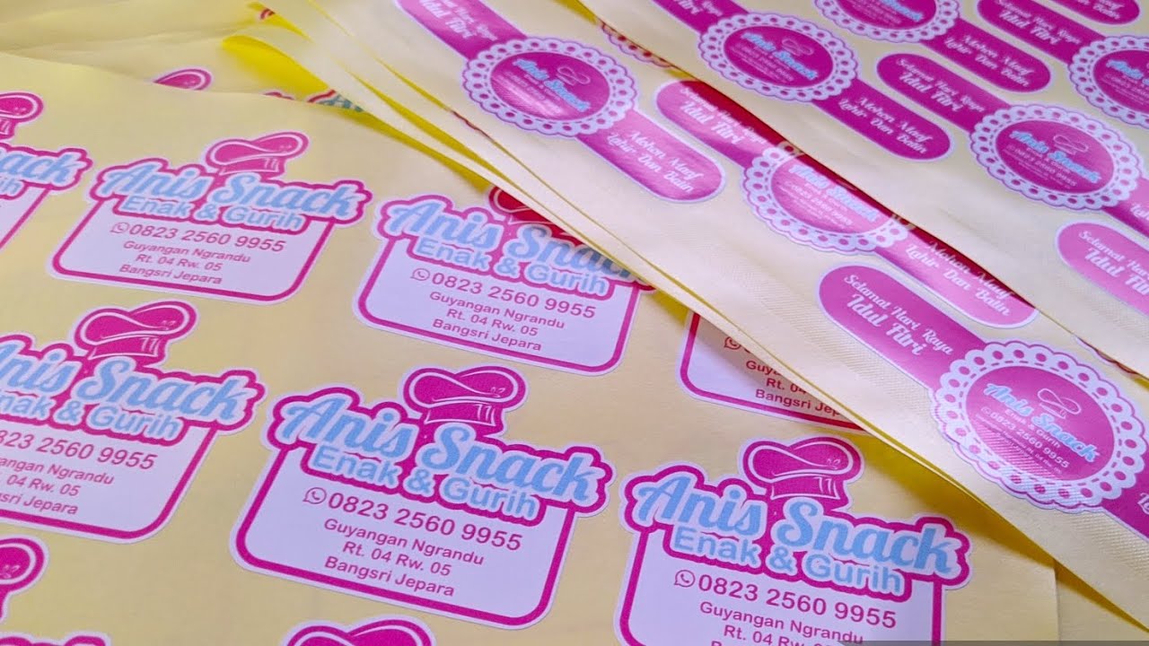cetak stiker label makanan untuk snack lebaran 